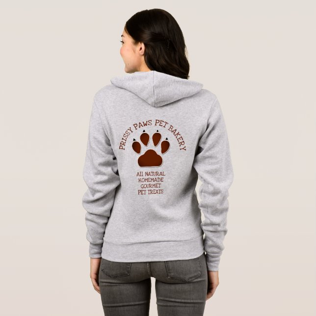 Sudadera Paw Print in Brown con nombre de negocio LIGHT (Reverso completo)