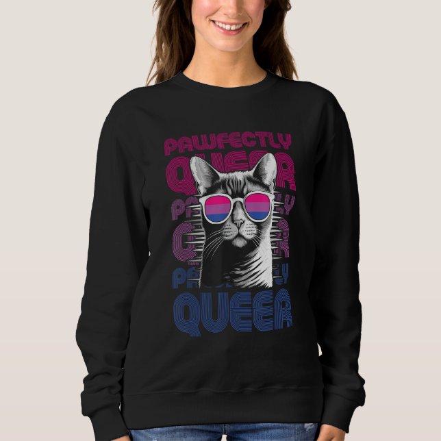 Sudadera Pawfectly Queer  Cat With Sunglasses Bisexual Prid (Anverso)