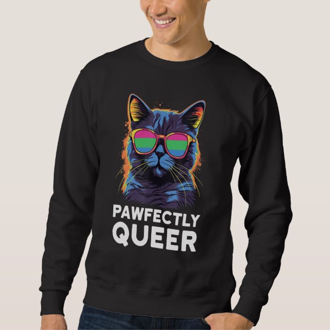 Sudadera Pawfectly Queer  Cat With Sunglasses Polysexual Pr (Anverso)