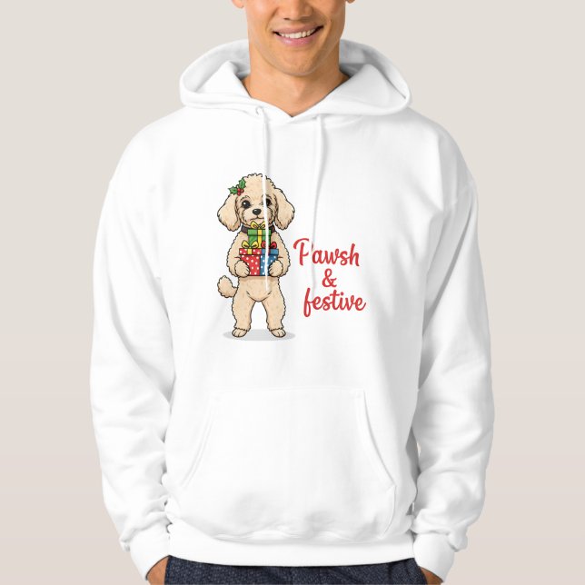 Sudadera Pawsh and Festive Dog Hoodie, Fancy Christmas Dog  (Anverso)