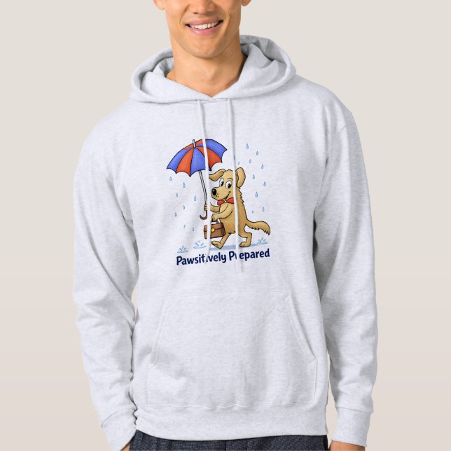 Sudadera Pawsitively Prepared – Cute Dog with Umbrella (Anverso)