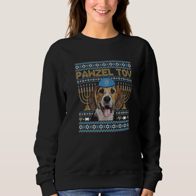 Sudadera Pawzel Tov Jewish Beagle Dog Funny Hanukkah Premiu (Anverso)