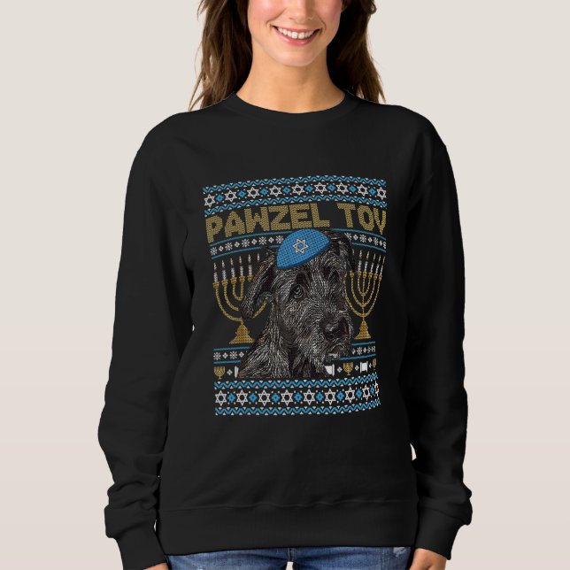 Sudadera Pawzel Tov Jewish Irish Wolfhound Dog Funny Hanukk (Anverso)