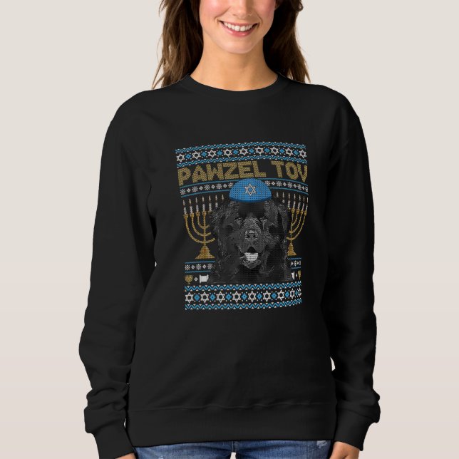 Sudadera Pawzel Tov Jewish Newfoundland Dog Funny Hanukkah  (Anverso)