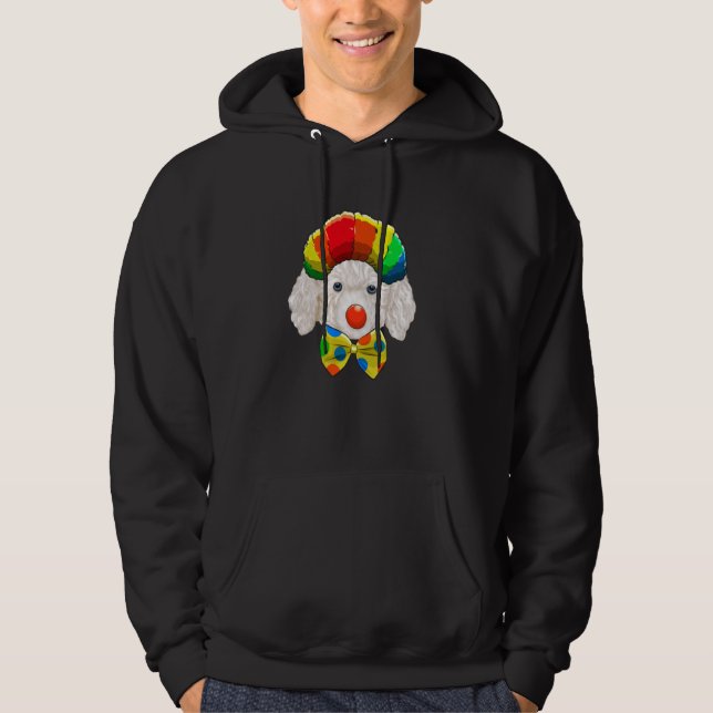 Sudadera Payaso de caniche blanco perro circo (Anverso)