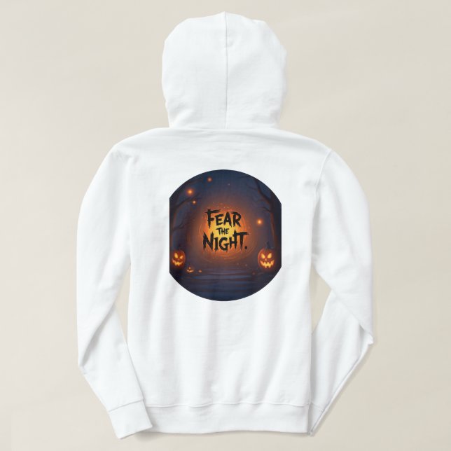 Sudadera Payaso de Halloween sentado sobre Jack en un bosqu (Reverso del diseño)