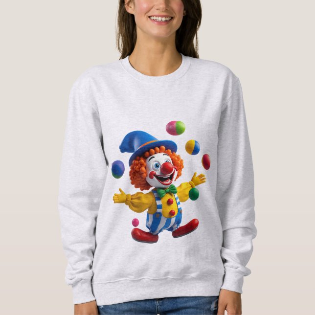 Sudadera Payaso Juguetón Saltando Con Bolas Brillantes (Anverso)