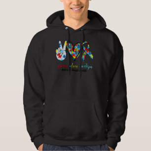 Sudadera Paz Amor Autismo Conciencia Para Los Hombres Mujer