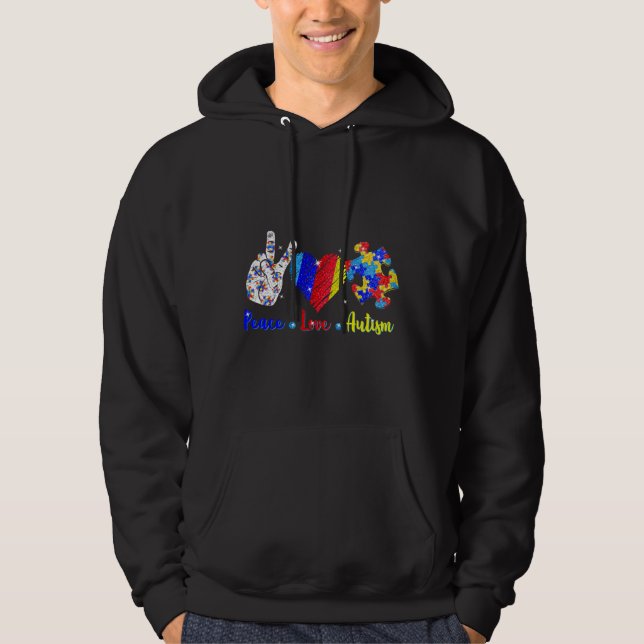Sudadera Paz Amor Autismo Conciencia Rompecabezas Cinta Hom (Anverso)