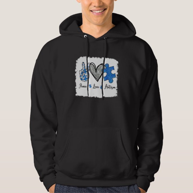 Sudadera Paz Amor Autismo Rótulo Tee Plus Tamaño (Anverso)