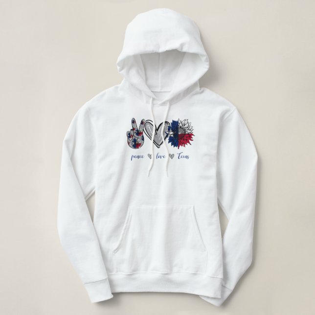 Sudadera Paz Amor Bandera de Texas Girasol (Diseño del anverso)