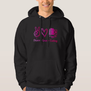 Sudadera ¡Paz-Amor-Codificación! Programadora femenina
