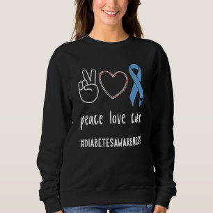 Sudadera Paz Amor Cura Diabética Cinta Azul T1d Diabetes