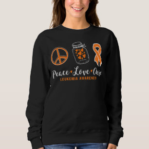 Sudadera Paz Amor Cura Leucemia Conciencia Con Rib Naranja