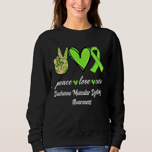 Sudadera Paz Amor Cure Duchenne Distrofia Muscular Cinta (Anverso)