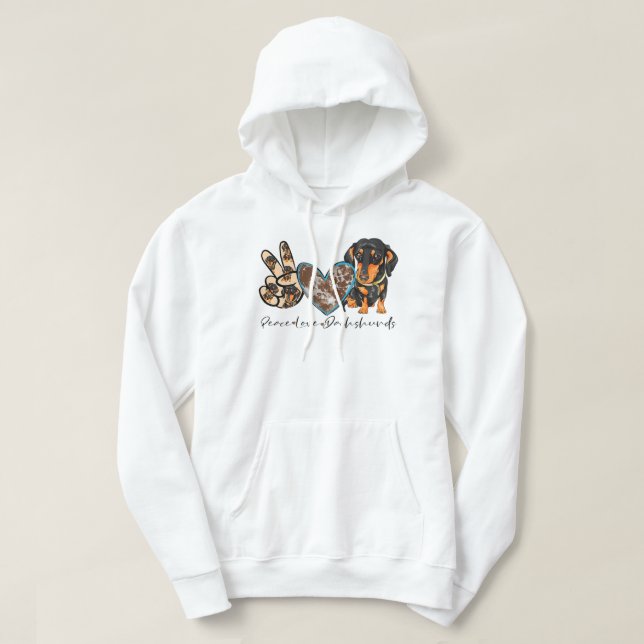 Sudadera Paz Amor Dachshund Perro Mamá Dachshund Amantes Wi (Diseño del anverso)