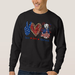 Sudadera Paz Amor Dalmacia Perro Patriótico Bandera Norteam