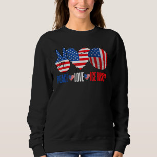 Sudadera Paz Amor Hockey sobre hielo Bandera Americana Día