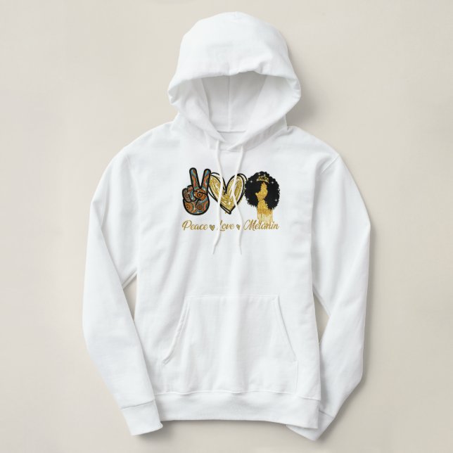 Sudadera Paz Amor Melanin Mujer Negra Chica Afro Reina Bla (Diseño del anverso)