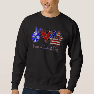 Sudadera Paz Amor Perro Bandera Estadounidense Feliz 4 De J