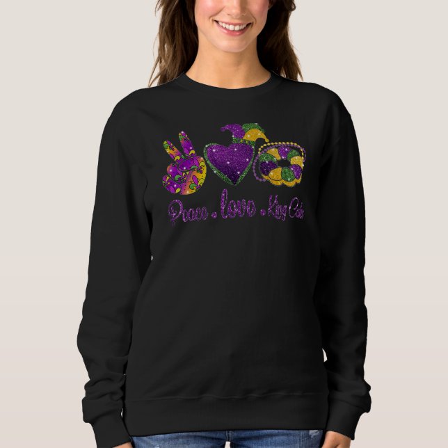 Sudadera Paz Amor Rey Pastel de Fiesta Mardi Gras (Anverso)