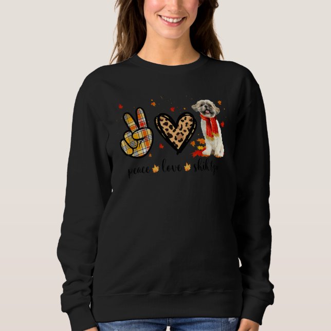 Sudadera Paz Amor Shih Tzu Bufanda Leopardo Otoño Than (Anverso)