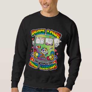 Sudadera Paz Amor Y Llamas Hippie Flor Groovy Alpaca