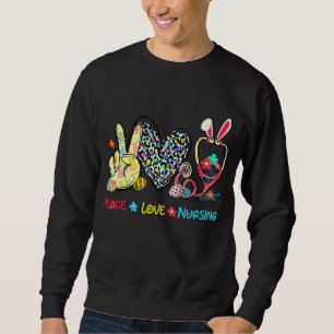 Sudadera Paz Enfermería Amor Día de Pascua Corazones Leopar