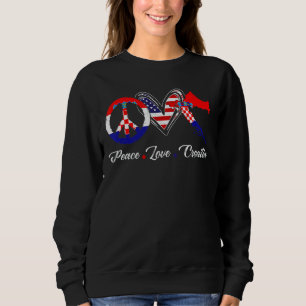 Sudadera Paz Patriótica Amor Croacia Bandera Corazón Americ