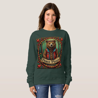 Sudadera Paz Por favor Oso marrón lindo