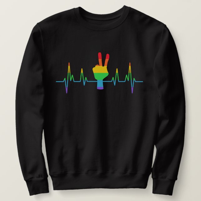 Sudadera Peace Gay Heartbeat LGBT (Anverso del diseño)