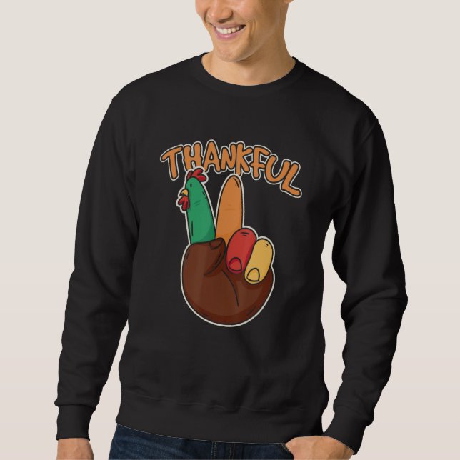 Sudadera Peace Hand Sign Thankful Turkey Thanksgiving for C (Anverso)