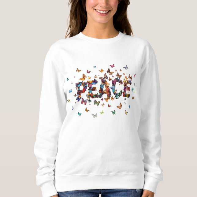 Sudadera PEACE Joy Butterfly Print | Colorful Inspirational (Anverso)