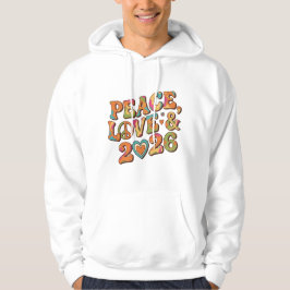 Sudadera Peace Love 2026 Groovy Retro Hoodie