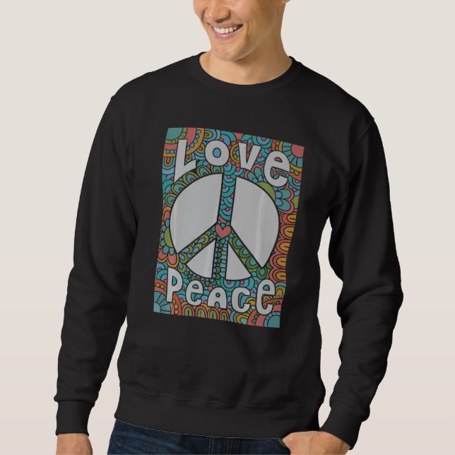 Sudadera Peace Love 60's 70s Tie Die Groovy Hippie Costume  (Anverso)