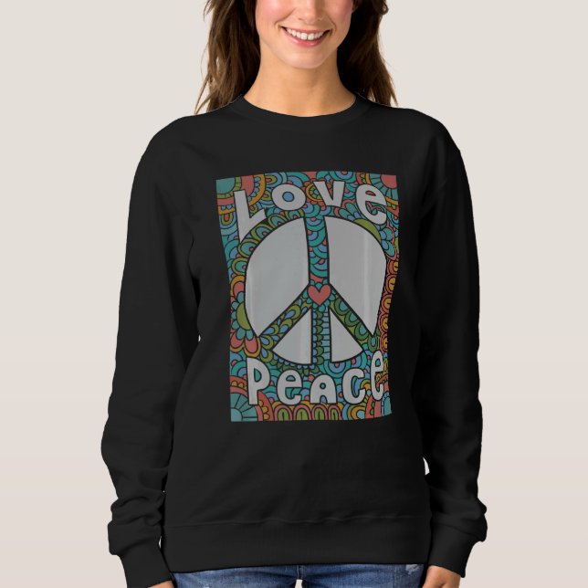 Sudadera Peace Love 60's 70s Tie Die Groovy Hippie Costume  (Anverso)