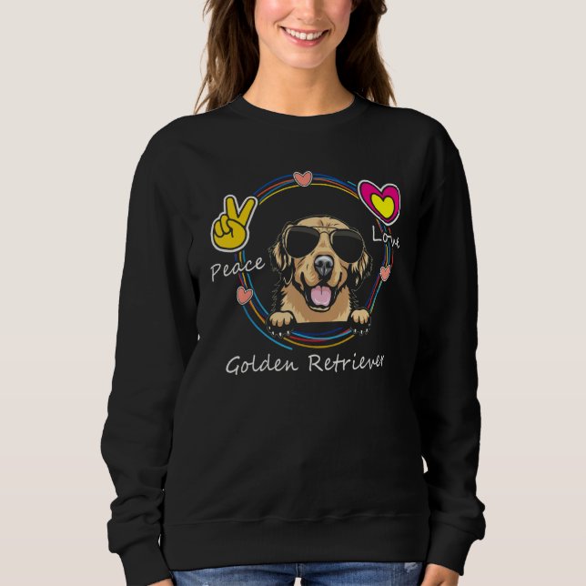 Sudadera Peace Love and Golden Retriever Cute Dog  for Moth (Anverso)