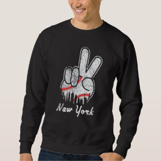 Sudadera Peace Love Baseball New York Ny Skyline Apparel  2