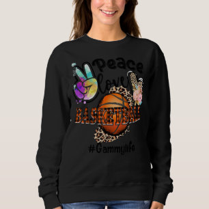 Sudadera Peace Love Basketball Gammy Life Mom Grandma Leopa