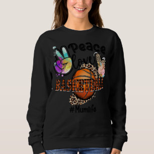 Sudadera Peace Love Basketball Mamá Life Mom Grandma Leopar