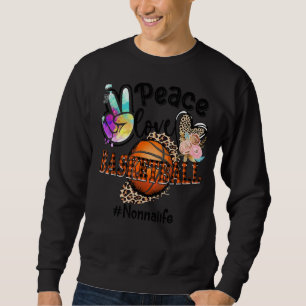 Sudadera Peace Love Basketball Nonna Life Mom Grandma Leopa