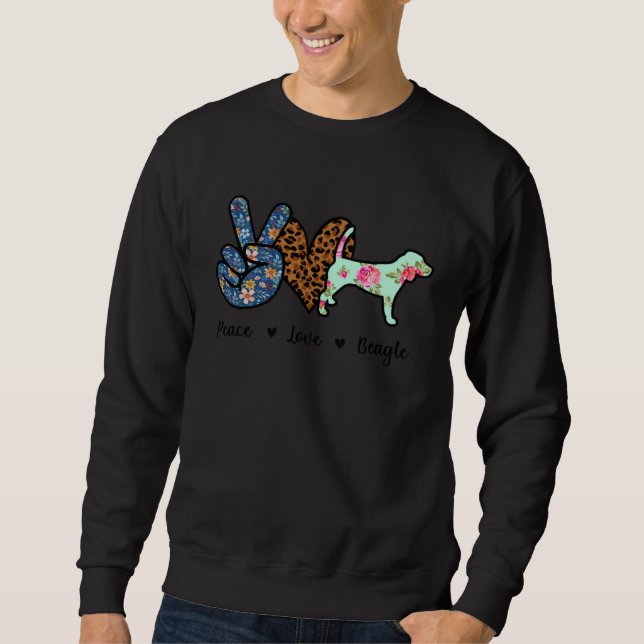 Sudadera Peace Love Beagle Dog Leopard (Anverso)