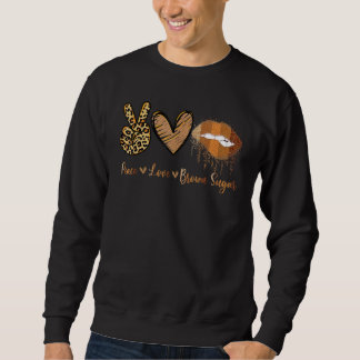 Sudadera Peace Love Brown Sugar Leopard Hand Heart And Lips