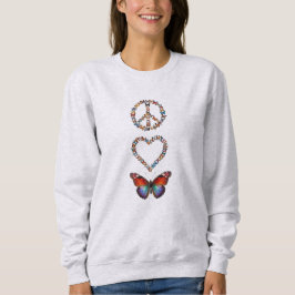 Sudadera Peace Love Butterflies Colorful Graphic Art Print