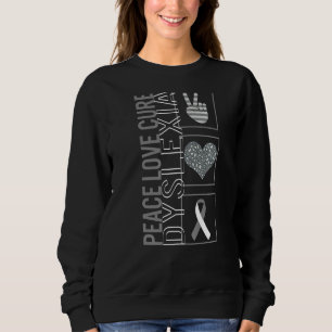 Sudadera Peace Love Care Dyslexia Awareness Ribbon Guerrero