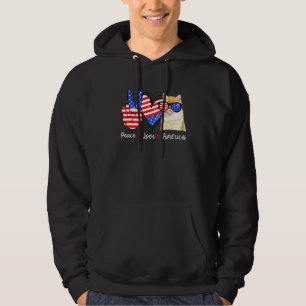 Sudadera Peace Love Cat America Bandera gafas de sol 4 de j