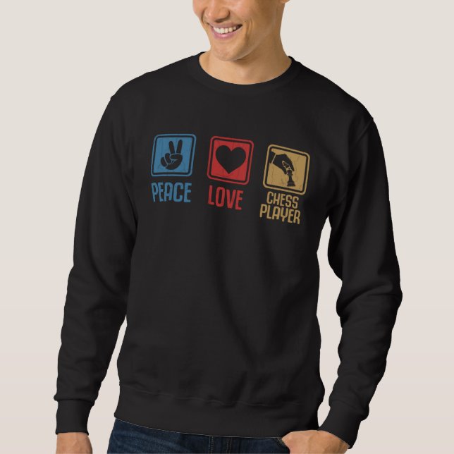 Sudadera Peace Love Chess Player Sports Expert Coach Graphi (Anverso)
