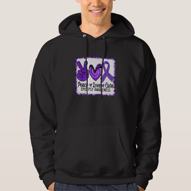 Sudadera Peace Love Cure Epilepsy Awareness Warrior Survior (Anverso)