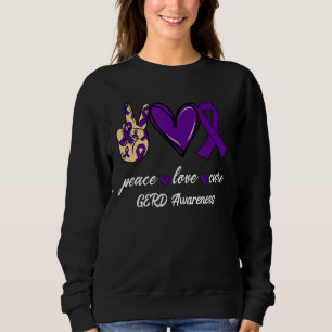 Sudadera Peace Love Cure Gerd Purple Ribbon Awareness