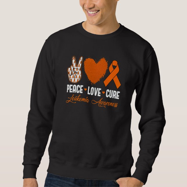 Sudadera Peace Love Cure Leukemia Awareness Month Warrior W (Anverso)